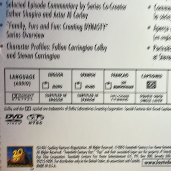 Dynasty DVD - The Complete First Season - Picture 3 of 3